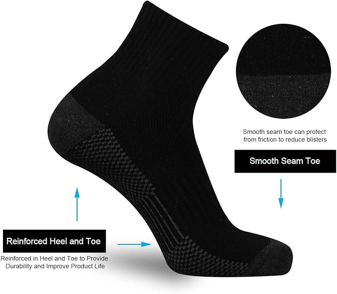 ONKE Max Full Cushion Low Cut Quarter Socks for Men Athletic Running Training Work Thick Warm Moisture Control Anti Blister