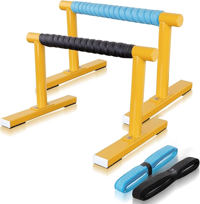 Strength Training Parallettes I-Sit Push Up Bars, Pushup Handles Calisthenics Equipment for Home Workout, Anti-slip Gymnastics Bars, Handstand & Dip Bar for Outdoor Exercise