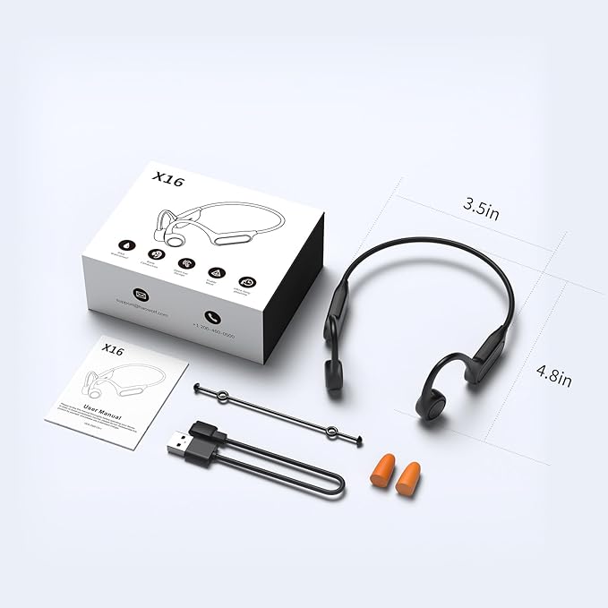 Bone Conduction Headphones, Open Ear IPX8 Waterproof Headsets Bluetooth 6.0 with Mic, Wireless Earbuds 10H Playtime Swimming Headphones for Sports, Running, Cycling