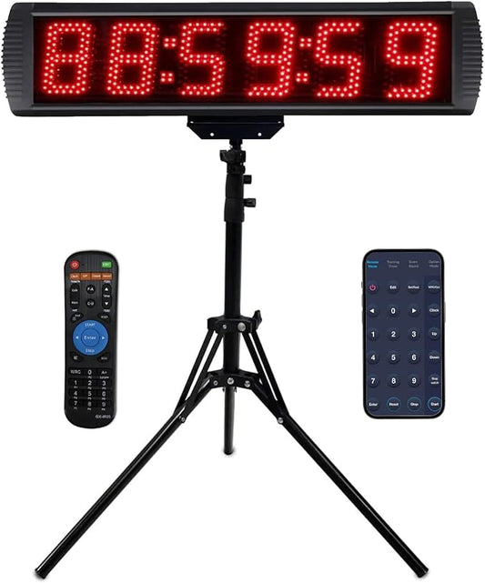 Race Clock with Tripod for Running Events, Large LED Stopwatch with Remote,Countdown/Count up Gym Timer for Home,Wall Digital Time Clocks