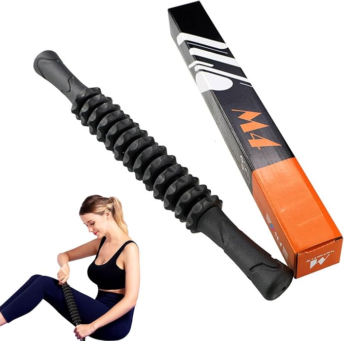 Muscle Roller Stick, Yoga Massage Roller Bar Fitness Beauty Tool for Athletes Relief Leg Back Pain (Black)