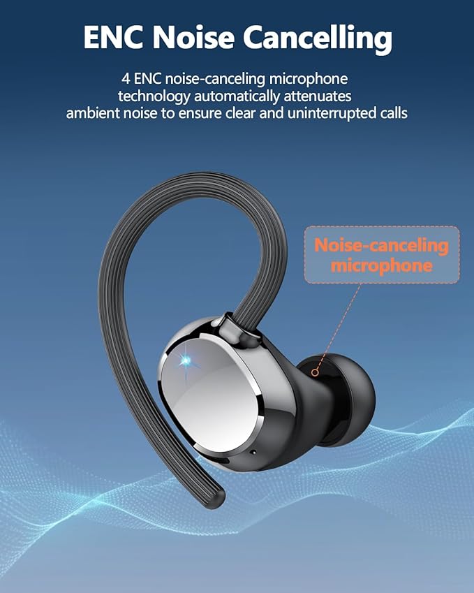 Ear Buds Wireless Bluetooth Earbuds Sport 2025 New Bluetooth 5.3 Headphones with LED Display 128H Playtime Powerful Bass Over Ear Earphones with Earhooks IP7 Waterproof for Gym/Running/Workout