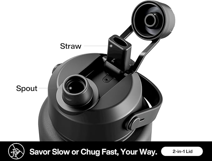 40 oz Insulated Water Bottle with 2-in-1 Straw and Spout Lid, Keep Cold 24H, Leak-Proof, BPA-Free, Double Wall Stainless Steel Water Bottle for Sports, Gym, Travel, and School (Mystic Glyph)