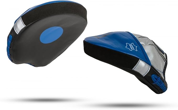 Platinum Perilous Micro Palm Mitts, Black/Silver/Blue - Boxing & Muay Thai Pads, Punching & Focus Mitts, MMA & Kickboxing Equipment