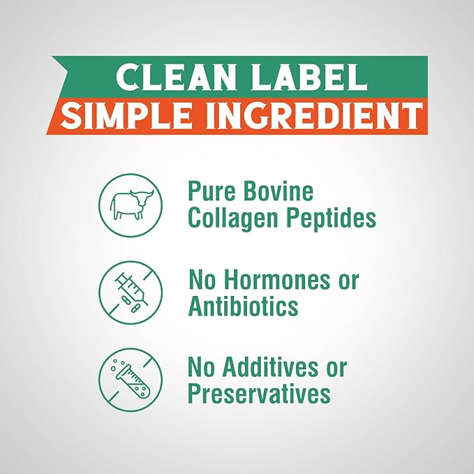 Bovine Collagen Peptides Powder for Women and Men, Grass-Fed Hydrolyzed Collagen Protein Type I & III, Skin, Hair, Nails, Bones, Digestion, Unflavored, Non-GMO, Keto & GF, 11 Servings, 8oz