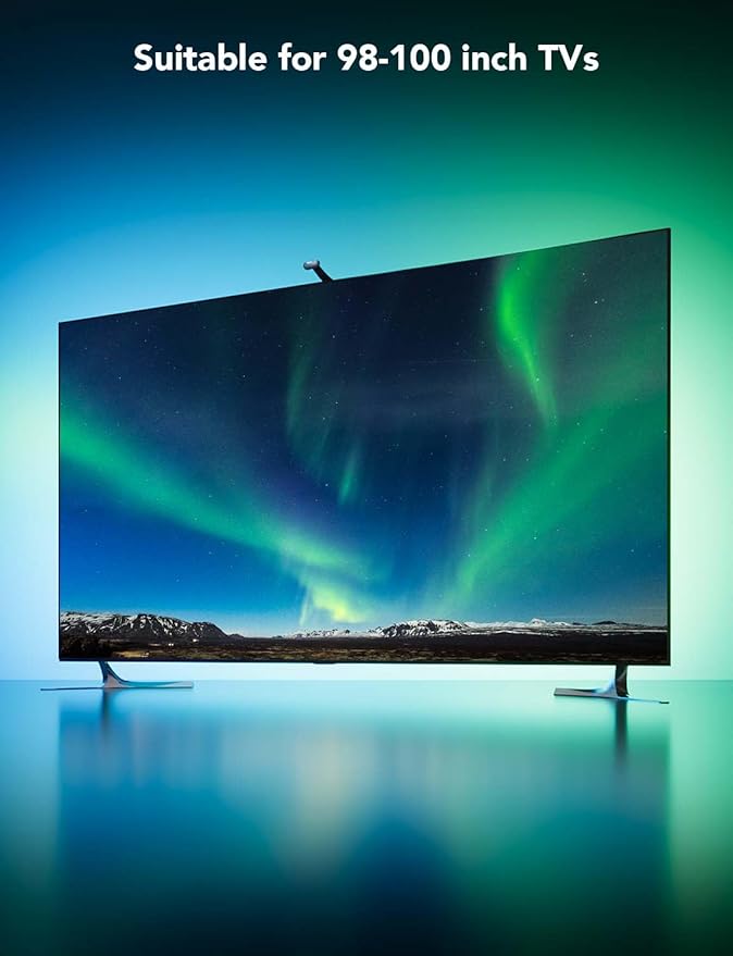 Govee Envisual TV LED Backlight T2 with Dual Cameras, 21ft RGBIC Wi-Fi LED Strip Lights for 98-100 inch TVs, Double Strip Light Beads, for Home Decorations, Smart App Control, Music Sync