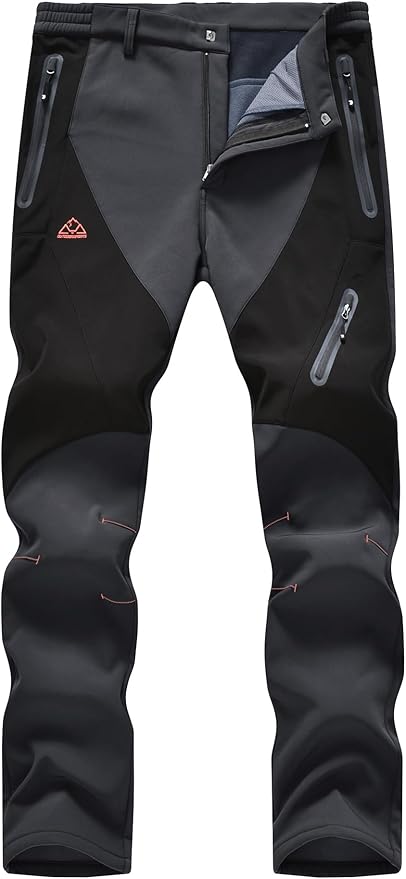 YSENTO Men's Fleece Lined Ski Snow Pants Winter Waterproof Softshell Insulated Hiking Cargo Pants