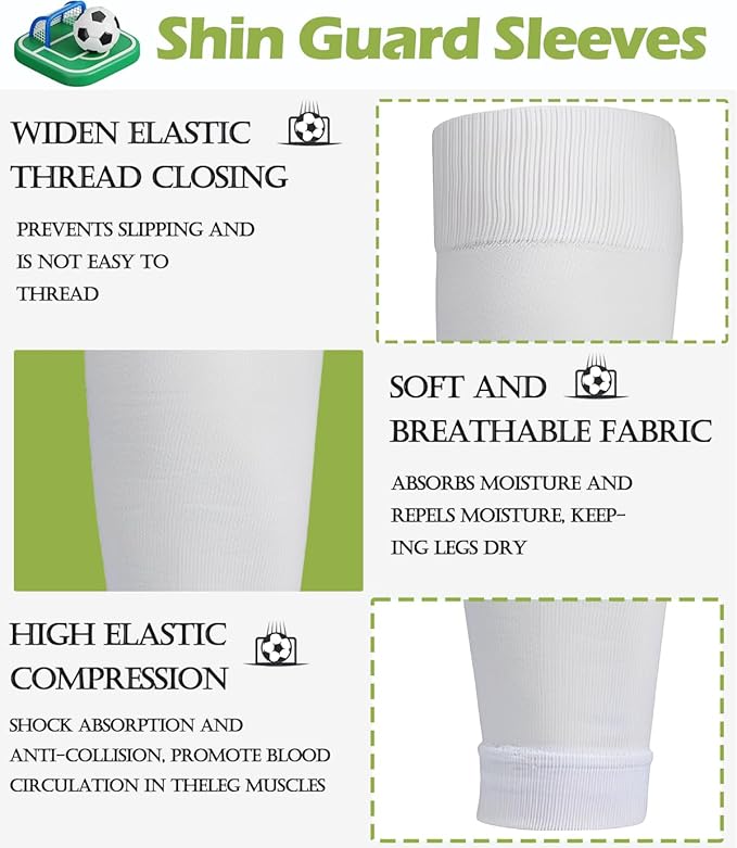 2 Pair Kids Grip Soccer Socks and 2 Pair Shin Guard Sleeves,1 Pack Shin Guards and 4 Shin Straps for Soccer Football Sports