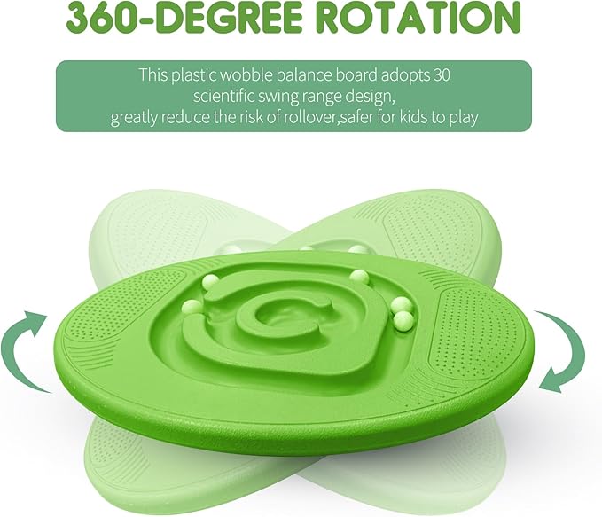 Balance Board for Kids with Maze - Plastic Wobble Board for Skiing Surfing Snowboard Training, Non-Slip Sensory Rocker Board for Toddlers 3-12, Core Strength Physical Therapy Equipment & Skateboard Balance Trainer