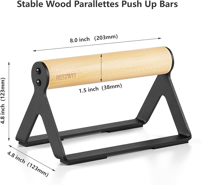 Wood Calisthenics Parallettes Bars Push Up Bar for Men 1 Pair, Sturdy Floor Push-up Handstand Equipment for Home Workouts, Fitness