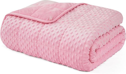 L'AGRATY Weighted Blanket for Adult - 48"x72" 20lbs Minky Dots Heavy Blanket with Glass Beads: Soft Breathable for All-Season Summer Fall Winter Thick Comfort for Sleeping