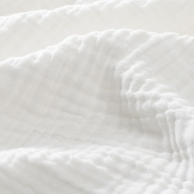 Carriediosa 100% Cotton Muslin Throw Blanket 90" X 90" Queen Size,4-Layers Summer Gauze Throws for Bed Couch,Soft Lightweight Breathable Linen Blankets Bedspread for Adults All Season,White