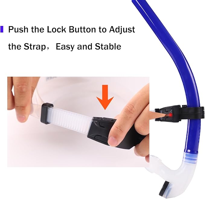 Swim Snorkel for Lap Swimming,Adult Swimmers Snorkeling Gear for Swimming Snorkel Training in Pool and Open Water,Snorkle Center Mount Silicone Mouthpiece One-Way Purge Valve