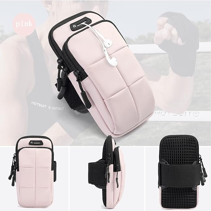 Phone Holder, Arm Bands for Workout, Use for Running, Walking, Hiking & Biking (Pink)