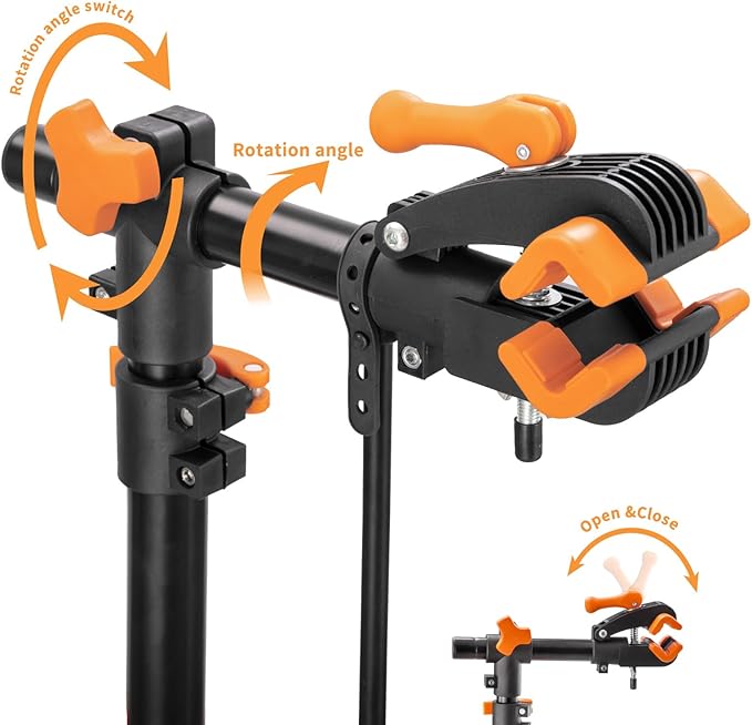 teraysun Bike Repair Stand (Max 66lbs/30kg) - Foldable Workstand with Magnetic Tool Tray (24.5x13cm), 360° Rotatable Head, GS Certified for 20-29" Mountain/Road Bikes