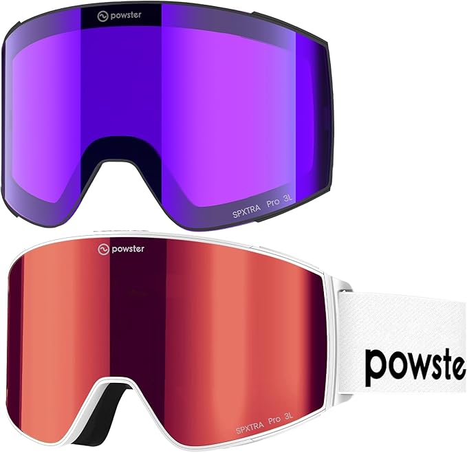 Ski Goggles Snow OTG Snowboard Goggles Magnetic Interchangeable Lens Frameless UV Protection Anti-fog mobile Skating