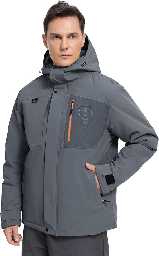 Men's Winter Jacket Waterproof Ski Snow Coat Windproof Snowboard Hooded Raincoats with Warm Graphene lining