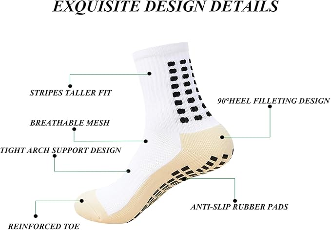 Men's Soccer Non Skid Ball Socks Anti Slip Grip Non Slip Socks, Shin Guard Sleeves, With Or Without Guard Straps for Football