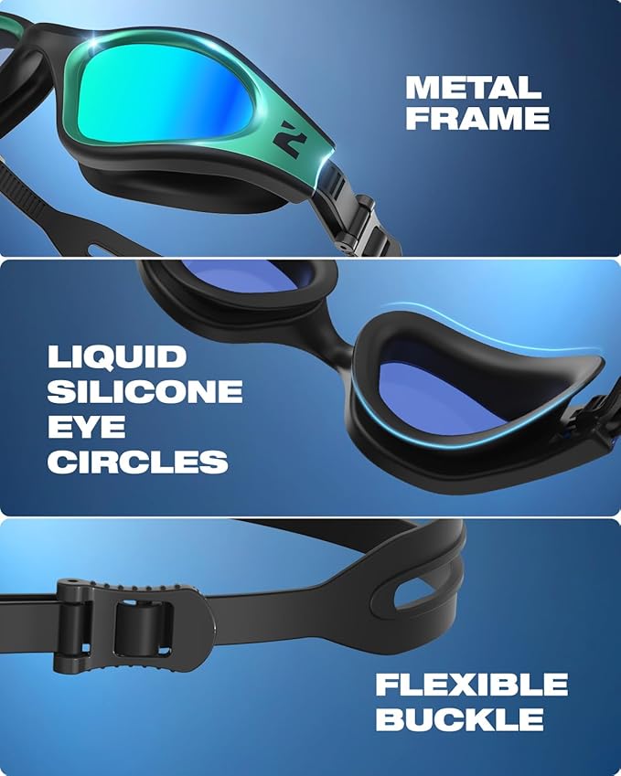 ZIONOR G1 Nava Super Anti-Fog Unisex Swim Goggles Mirror/Bright Smoke Lens