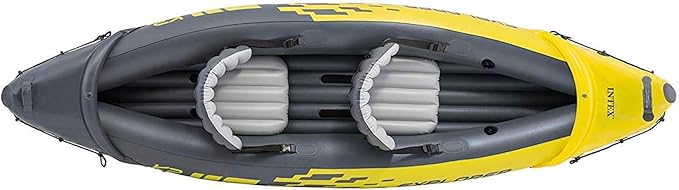 Intex 68307EP Explorer K2 Inflatable Kayak Set: Includes Deluxe 86in Aluminum Oars and High-Output Pump – SuperStrong PVC – Adjustable Seats with Backrest – 2-Person – 400lb Weight Capacity