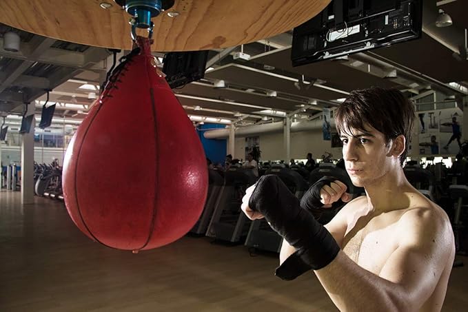 CLETO REYES Platform Leather Punching Speed Bag for Boxing, MMA, Muay Thai, Training Equipment, Classic Red, Small