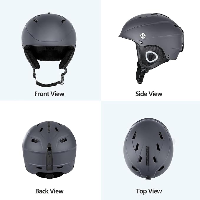VANRORA Ski Helmet, Snowboard Helmet for Men & Women, Climate Control Venting, Dial Fit, Goggles Compatible, Removable Fleece Liner and Ear Pads, Safety-Certified