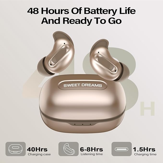 Sleep Earbuds, Mini ANC Wireless Earbuds Bluetooth 5.4 Headphones Deep Bass Stereo, 48H Playtime Ear Buds, 4 ENC Noise Cancelling Mic, In Ear IP7 Waterproof Earphones for Side Sleepers,Touch Control