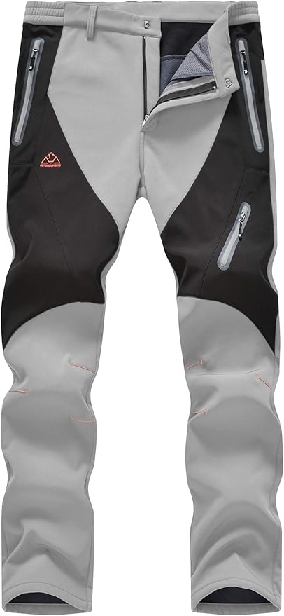 YSENTO Men's Fleece Lined Ski Snow Pants Winter Waterproof Softshell Insulated Hiking Cargo Pants