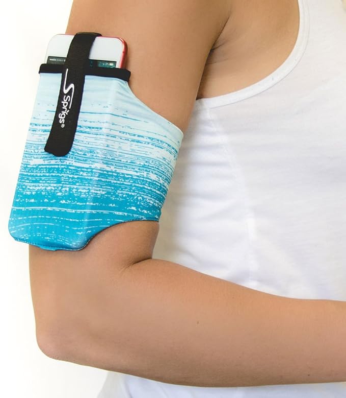Sprigs Phone Armband Sleeve for iPhone 14, 13, 12, 11, X Galaxy Z, S22, S21, S20 Google Pixel 7, 6, 5. The Lightest & Most Comfortable Running Armband, Stretches to Fit All Phones with Case for Women & Men