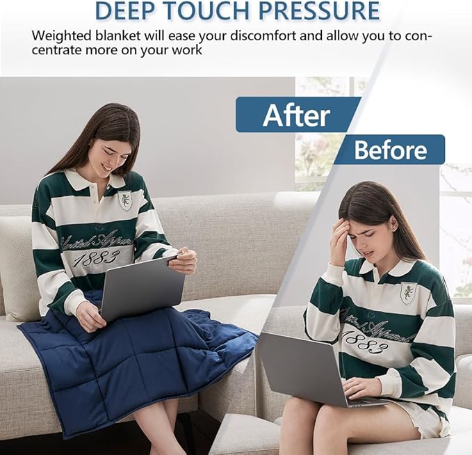 L'AGRATY Weighted Lap Pad 5lb: Small Weighted Blanket for Adults - Portable Travel - Cooling Blanket for Relaxation Sleeping - Washable All-Season (29" x 24")