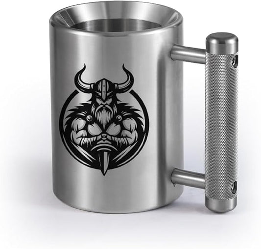 Dumbbell Cup Training Mug (8KG/18lbs) Stainless Steel Weightlifting Mug for water, tea, coffee drinks, Durable workout dumbbell cup for Gym fitness training, Funny Game Gift Sports equipment