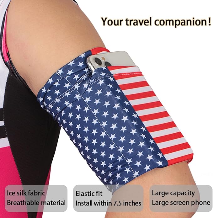Running Phone Armband for Men Women,Universal Arm Bands for Phones Below 7.5 Inches,Waterproof Cell Phone Armband for Hiking,Running,Cycling,Climbing(Star Stripes M)