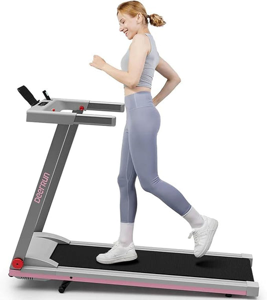 DeerRun Treadmills for Home with Incline and Handles, 3.5 HP Foldable Treadmill 350 LBS Weight Capacity for Small Spaces, Folding Running Machine with Smart APP
