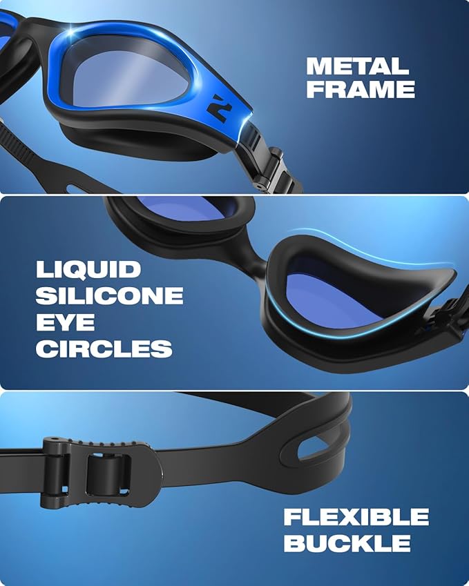 ZIONOR G1 Nava Super Anti-Fog Unisex Swim Goggles Mirror/Bright Smoke Lens