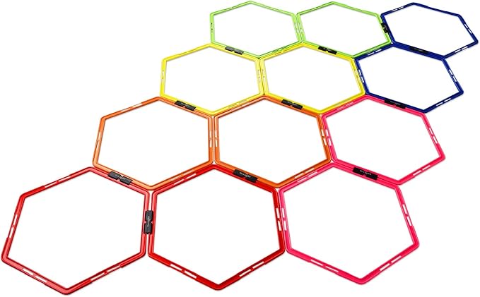 Yes4All Hex Agility Rings/Speed Rings with Carrying Bag – Hexagon Rings, Agility Hurdles for Agility Footwork Training