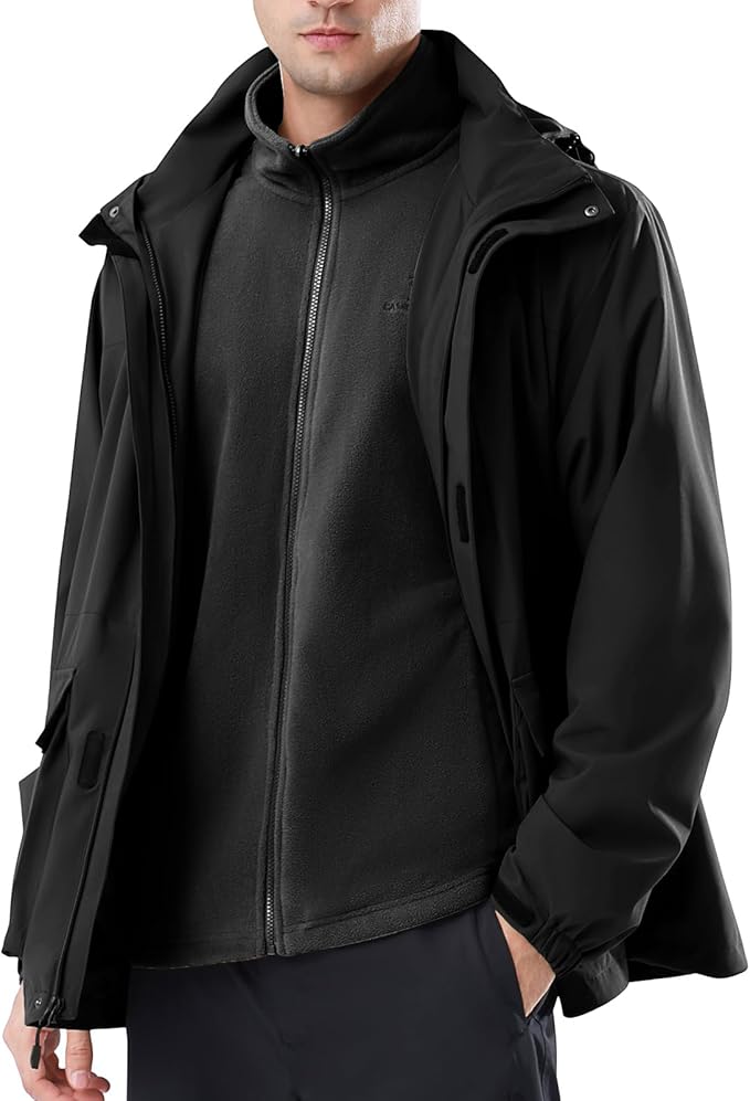 CAMEL CROWN Men's Ski Jacket 3 in 1 Waterproof Winter Jacket Snow Jacket Windproof Hooded with Inner Warm Fleece Coat