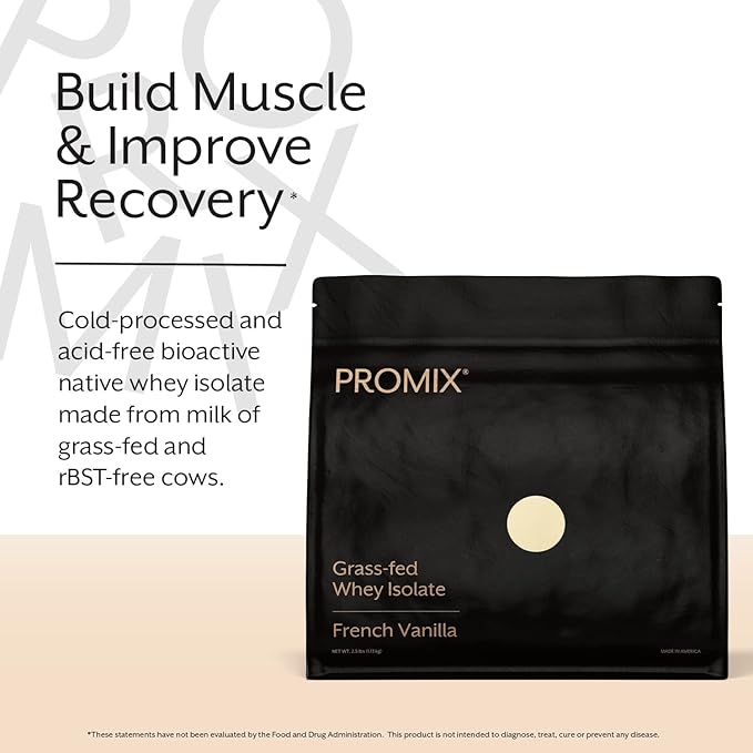 ProMix Nutrition Whey Protein Isolate Powder, Vanilla - Grass-Fed - Post Workout Fitness & Nutrition Shakes, Smoothies, Baking & Cooking Recipes - Gluten-Free & Keto-Friendly - 2.5 Pound (Pack of 1)