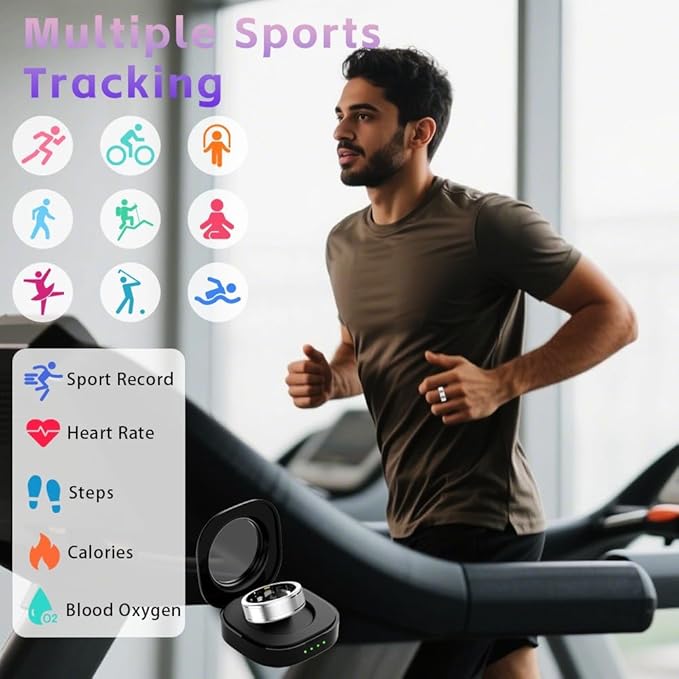 Smart Ring for Women – Fitness Tracker Ring with Heart Rate, SpO2, Blood Pressure, Sleep Monitoring, Step & Calorie Counter, No Subscription Fee, iOS & Android Compatible (Silver, 13)