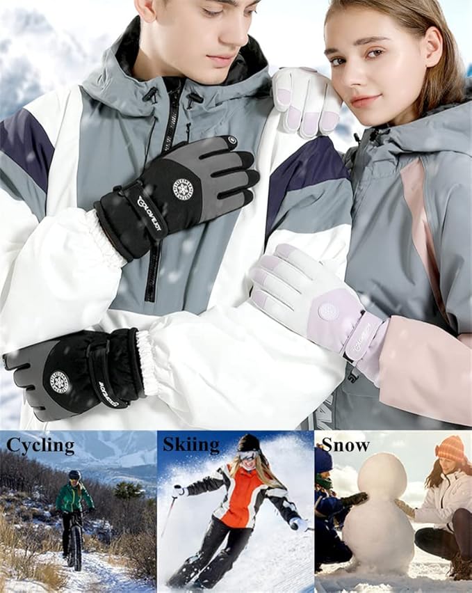 Winter Ski Snow Gloves for Men, Women, Youth | Touchscreen & Waterproof Cold Weather Hand Warming Gloves Winter Work Gloves