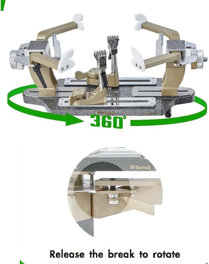 Tennis Stringing Machine, Standing Type, Shared for Tennis and Badminton Racquets, Full Metal Black Gold, Comes with a Complete Set of Stringing Tools, 10 Tennis Strings