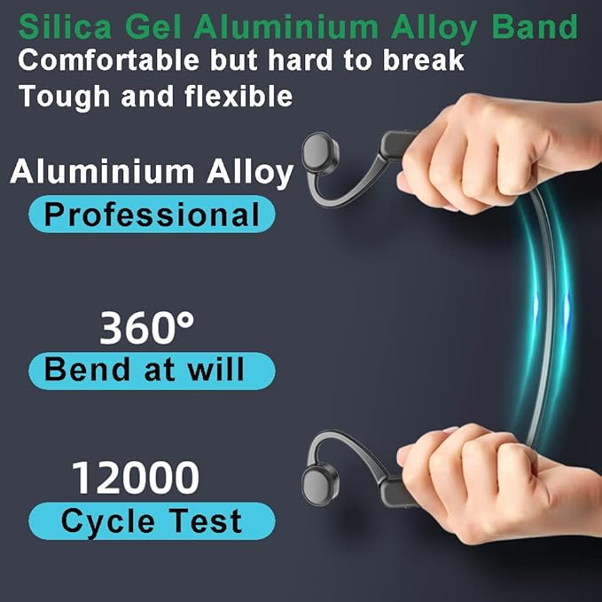 IHAO Swimming Headphones True Bone Conduction Open Ear Headset MP3 Player Built-in 32G Memory IP68 Underwater Waterproof Stereo Bluetooth Earphone for Driving Bicycling Running Skiing-X10 White