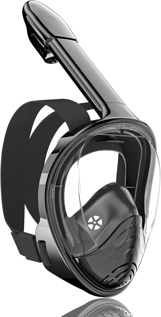 QingSong Full Face Snorkel Mask for Adults, Snorkeling Gear with Camera Mount, 180 Degree Panoramic View Snorkel Set Anti-Fog Anti-Leak