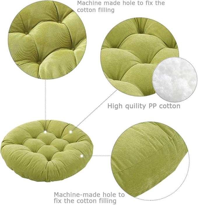 Tiita Round Cushion 22"x22" Floor Seat Pillows Meditation Pillow for Seating on Floor Windows Pad for Yoga Living Room Sofa Balcony Indoor Outdoor, Green