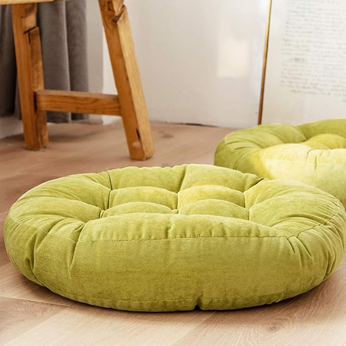 Tiita Round Cushion 22"x22" Floor Seat Pillows Meditation Pillow for Seating on Floor Windows Pad for Yoga Living Room Sofa Balcony Indoor Outdoor, Green