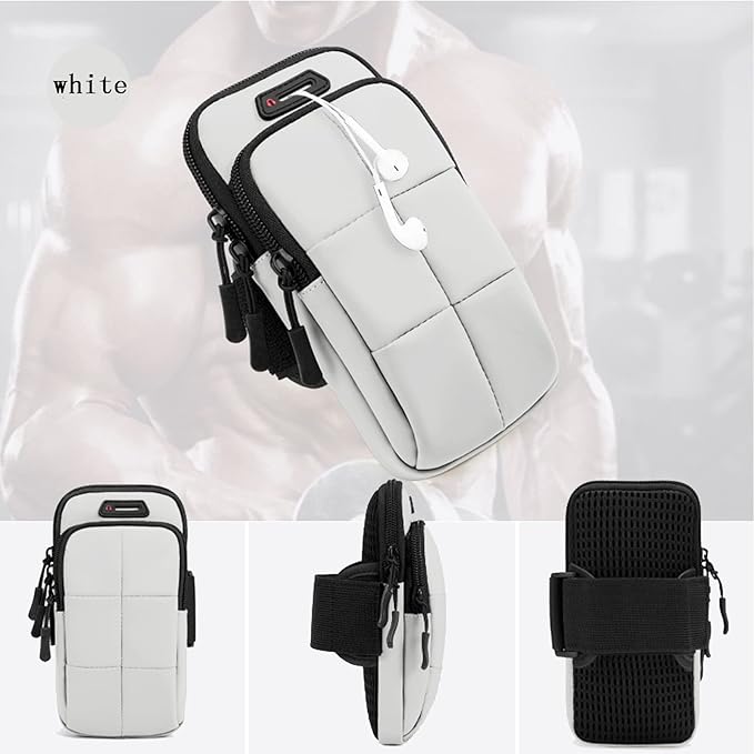 Phone Holder, Arm Bands for Workout, Use for Running, Walking, Hiking & Biking (Grayish White)