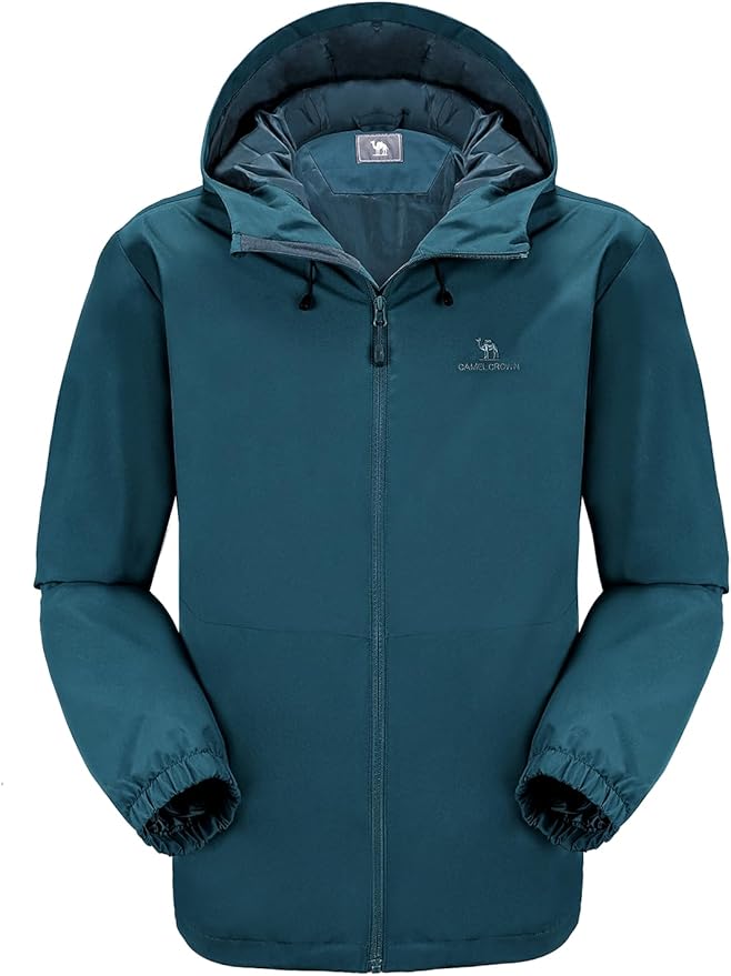 CAMELSPORTS Men Waterproof Softshell Jacket Windbreaker Hooded lightweight Rain Coat for Outdoor Hiking
