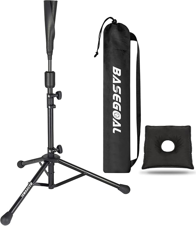 Batting Tee Baseball Tee,Softball Travel Portable Tee Tripod Stand Rubber Tee for Batting Training Practice with Carrying Bag