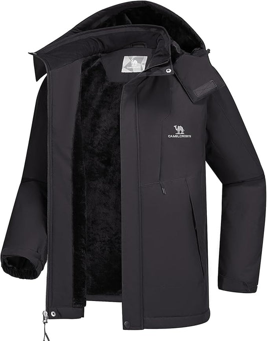 CAMEL CROWN Men's Winter Coat Waterproof Ski Jacket Fleece Lined Windproof Raincoat for Snow Outdoor Hiking Mountain
