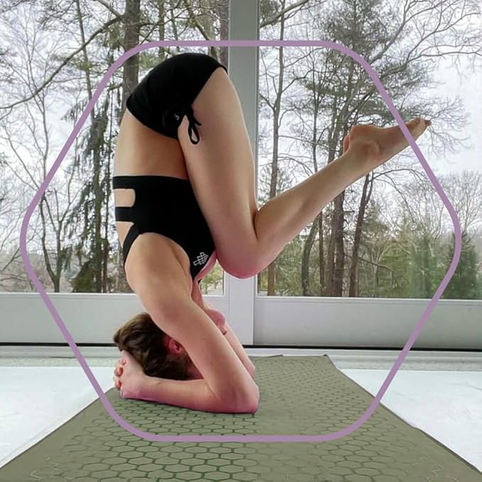 Clever Yoga Non-Slip Hot Yoga Towel – Non-Slip Grip for Hot Yoga, Sweat Absorbent, Honeycomb Silicone Grip, Stays Flat – Ideal for Pilates, Travel, Washable & Lightweight - Olive