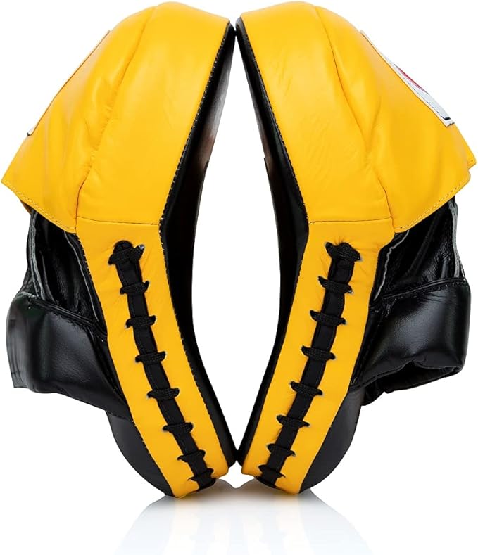Fairtex FMV9 Contoured Focus Mitts |Striking Accuracy & Protection for Boxing, Muay Thai, Kickboxing |Ergonomic Design, Soft Padding, Secure Fit Leather